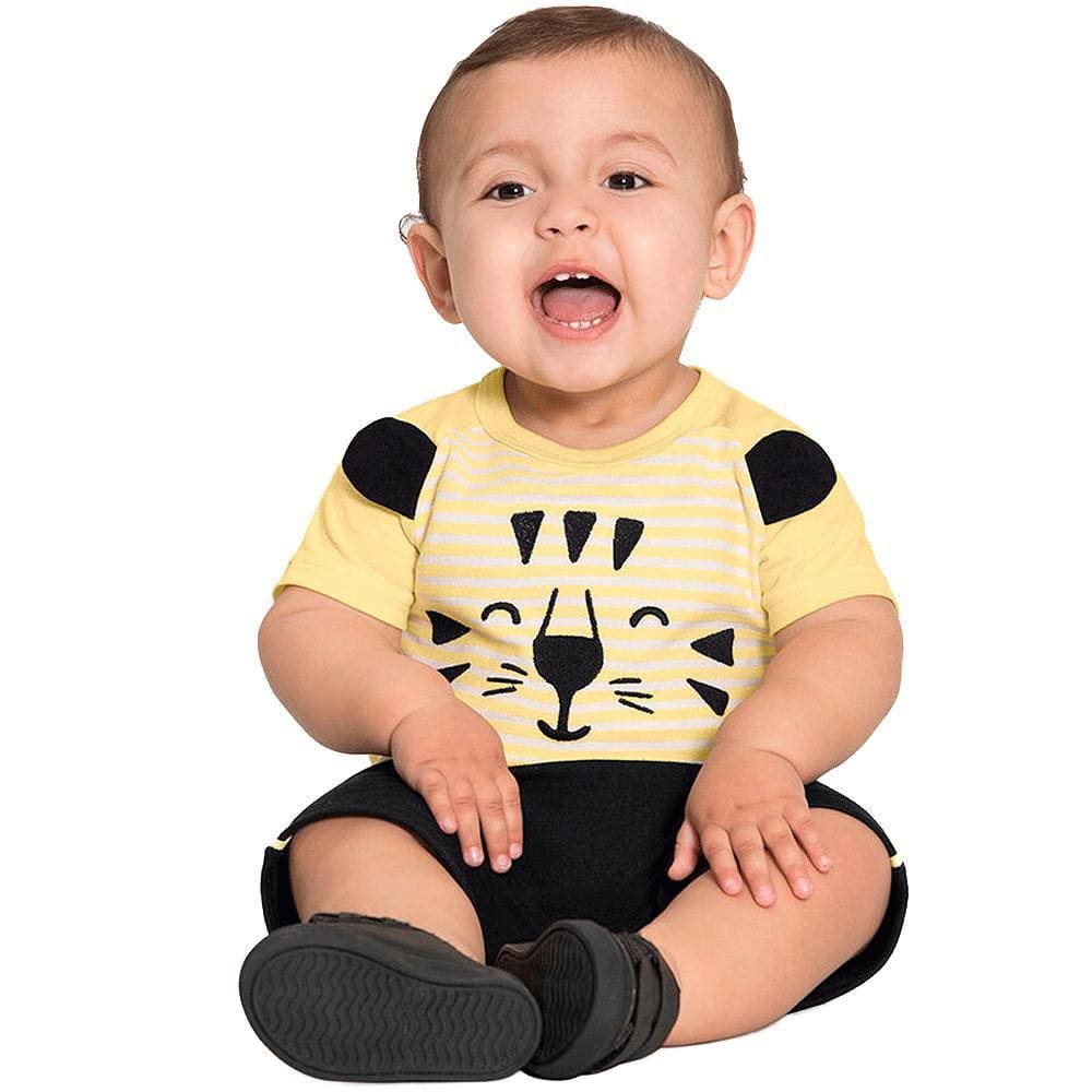 Conjunto Infantil Tigre Manga Curta Alakazoo Ref: 38816  P/G
