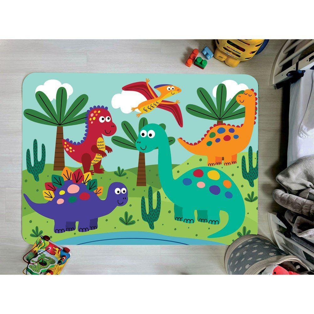 Tapete Infantil Emborrachado Antiderrapante Divertido 95cmx130cm Dino