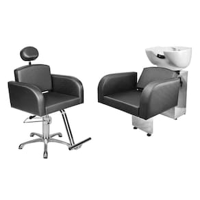 Kit Salão Destak Cadeira Reclinável Base Estrela + Lavatório Preto Facto