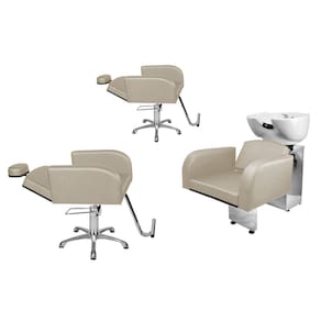 Kit Salão Destak 2 Cadeiras Recl Base Estrela + Lavatório Branco Pérola