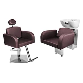 Kit Salão Destak Cadeira Reclinável Base Quadrada + Lavatório Vinho Facto