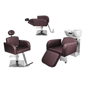 Kit Salão Destak 1 Fixa + 1 Recl Base Quadrada + Lavatório C/Ap Vinho