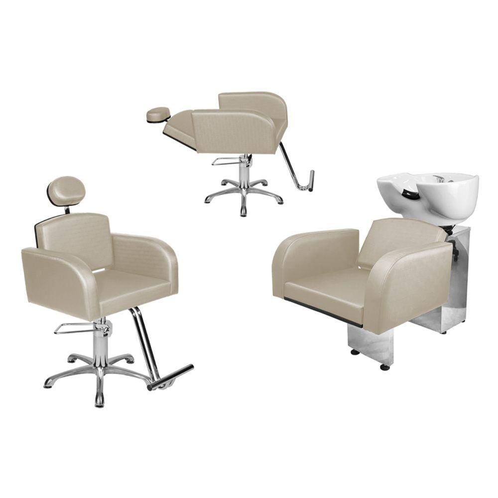 Kit Salão Destak 1 Cad Fixa + 1 Recl Base Estrela + Lavatório Branco Pér