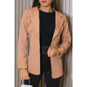 Blazer Feminino Alongado Alfaitaria com Botão Forrado Rosé