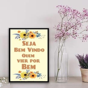 Quadro Bem Vindo Quem Vier Por Bem 33X24Cm Branca