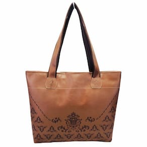 Bolsa Dia Dia Feminina Casual Arabescos Marrom Magicc Bolsas