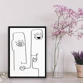 Quadro Decorativo Minimalista One Line 33X24Cm Branca