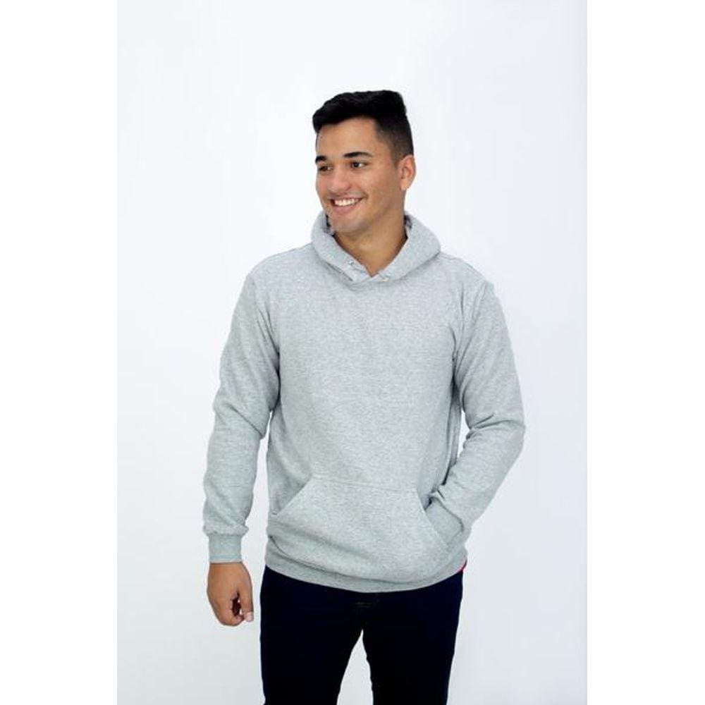 Blusa Moletom Canguru Cinza Masculino Liso DBL