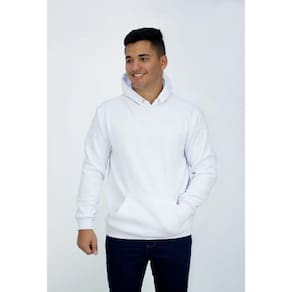 Blusa Moletom Canguru Branco Masculino Liso DBL