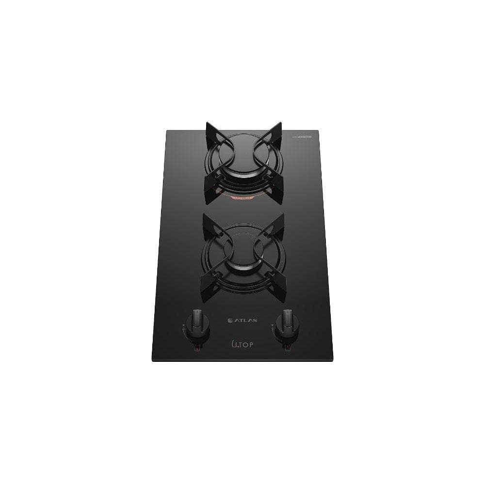 Cooktop 2 Bocas Preto Mesa de Vidro Atlas U Top Bivolt