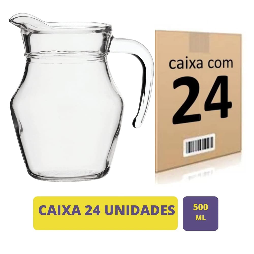 Jarra Para Restaurante Buffet Vidro Resistente 500ml 24 Unid