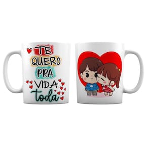 Caneca Branca Namorados ou Casados Te Quero pra Vida Toda