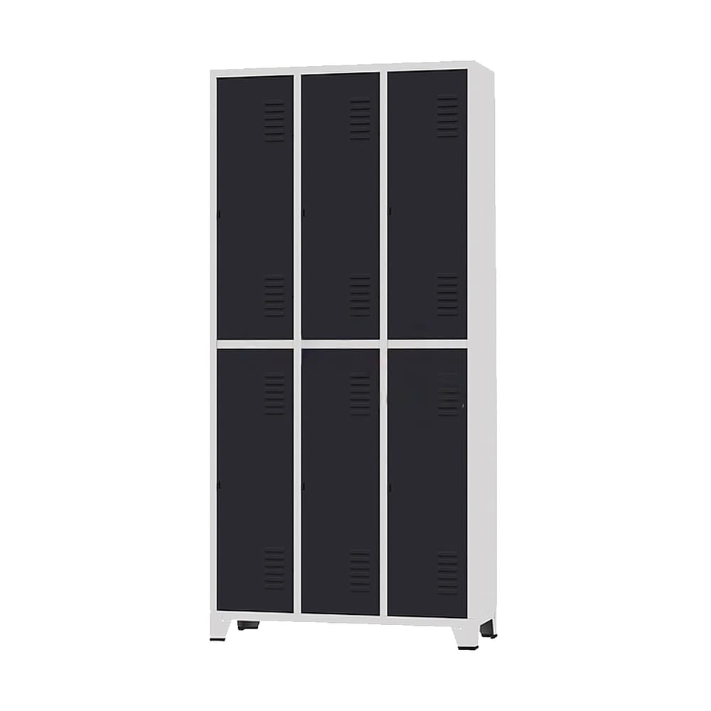 Armário Roupeiro De Aço Para Vestiário 6 Portas Locker Preto