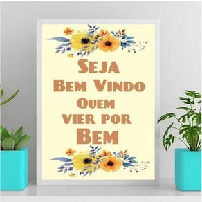 Quadro Bem Vindo Quem Vier Por Bem 24X18Cm - Com Vidro Preta