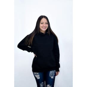 Blusa Moletom Canguru Preto Feminino Liso DBL