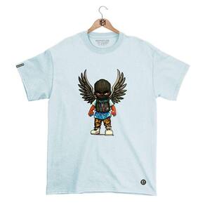 Camiseta DBL Gola Redonda Estampa ANJO Streetwear fio 30.1 Penteado.