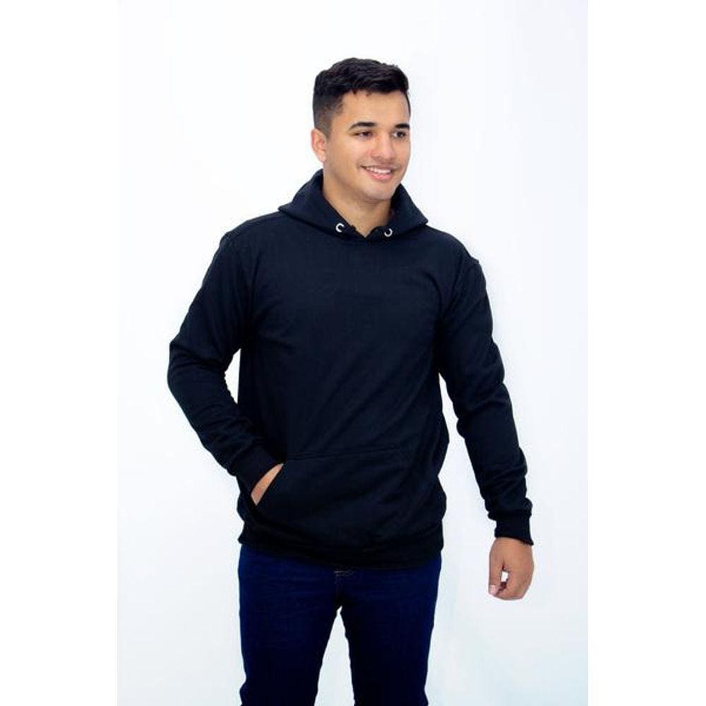 Blusa Moletom Canguru Preto Masculino Liso DBL