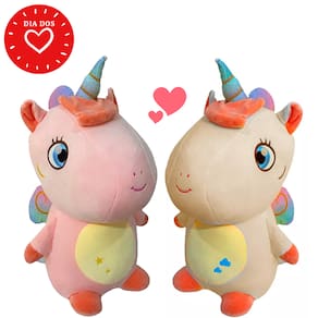 Pelúcias Unicórnio Rosa e Branco Squish Pals 50cm Toyng