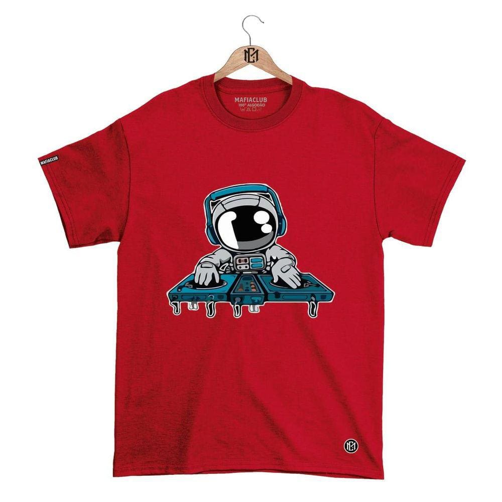 Camiseta DBL Gola Redonda Estampa ASTRO DJ Streetwear fio 30.1 Penteado.