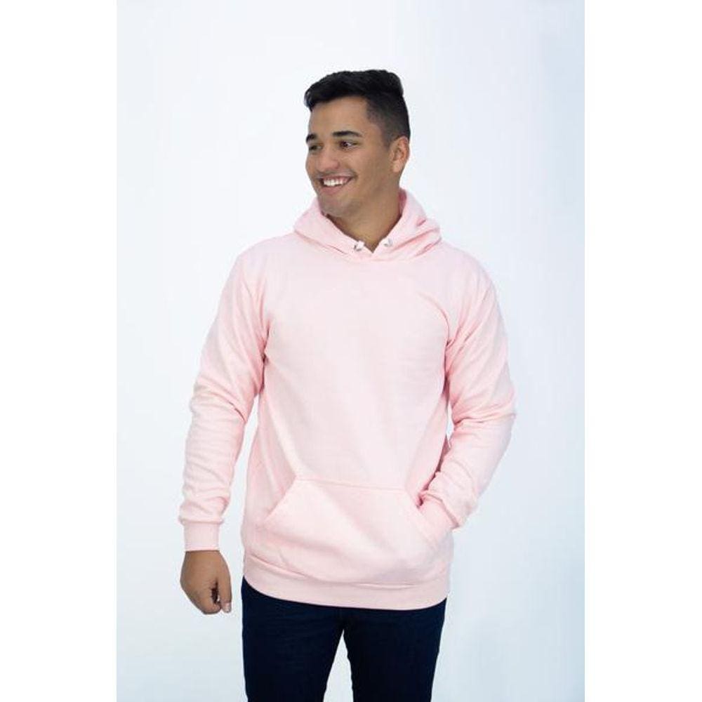 Blusa Moletom Canguru Rosa Masculino Liso DBL