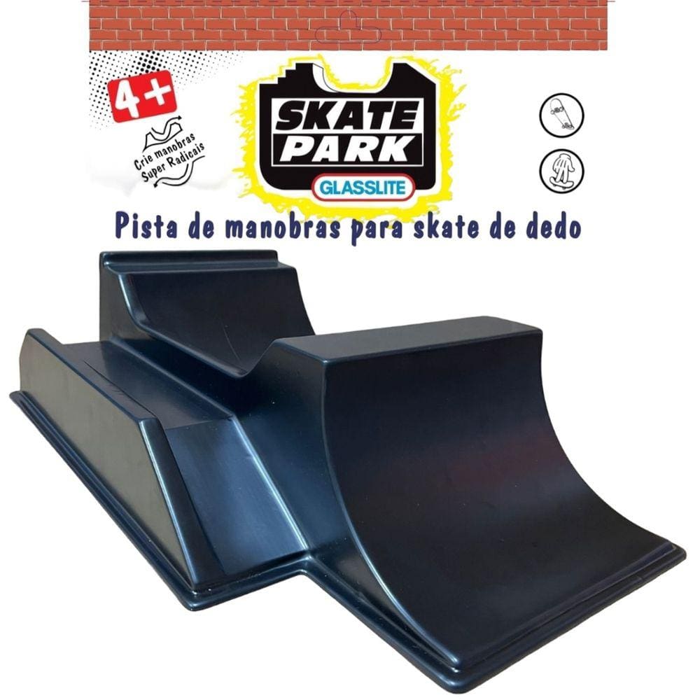 Rampa Funbox Mini - Skate Park de Dedo - Com Suporte em Madeira