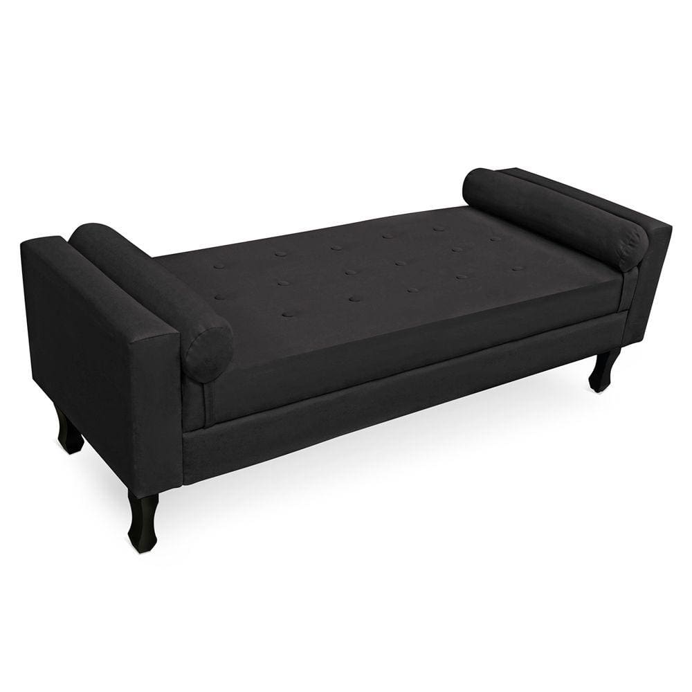 Recamier Baú Namoradeira 140cm Felix Suede Preto - Montanaris Decor