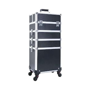 Maleta Maquiagem Grande Profissional Com Rodinhas 4 Andar Preta