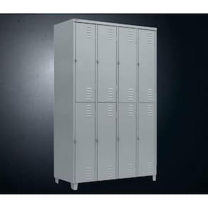 Armário Roupeiro De Aço Vestiário Academia 8 Portas C/ Prateleira Locker Cinza