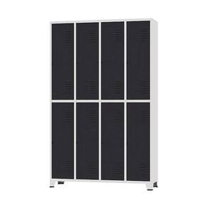 Armário Roupeiro De Aço Vestiário Academia 8 Portas C/ Prateleira Locker Preto