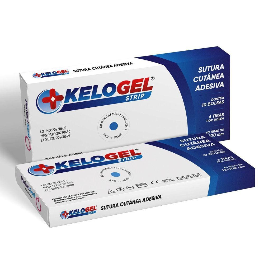 Tira Sutura Kelogel Strip 12Mmx100Mm Ponto Falso 120 Tiras