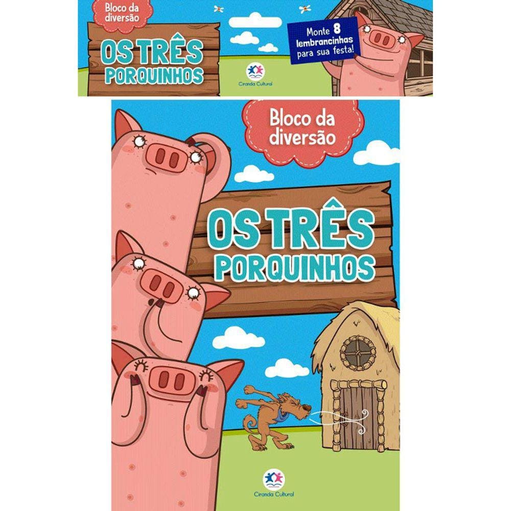 Kit - Embalagem Economica - Bloco Da Diversao - Os Tres Porquinhos