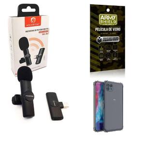 Microfone Sem Fio + Capinha Motorola G50 5G E Película 3D