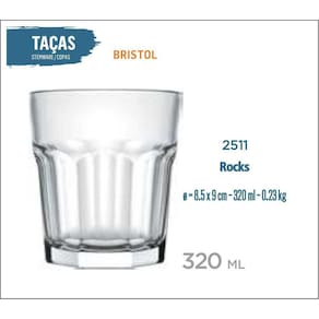 12 Copos Bristol 320Ml - Whisky Cachaça Vodka
