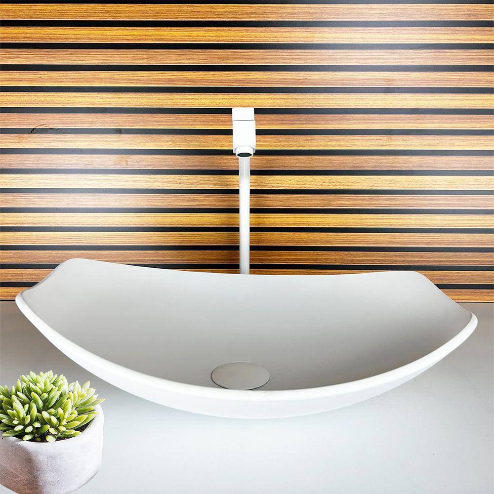 Kit Cuba Vidro Oval Chanfrada 46Cm + Torneira + Valvula Branco Fosco