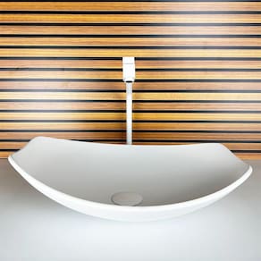 Cuba Vidro Oval Chanfrada 46Cm Branco Fosco