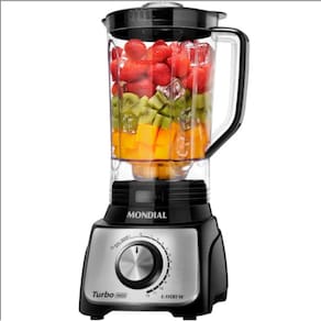 Liquidificador Mondial Turbo 3L 12VEL 1100W C/ Filtro L-1100 - 5877-01 PRETO/INOX 110 VOLTS