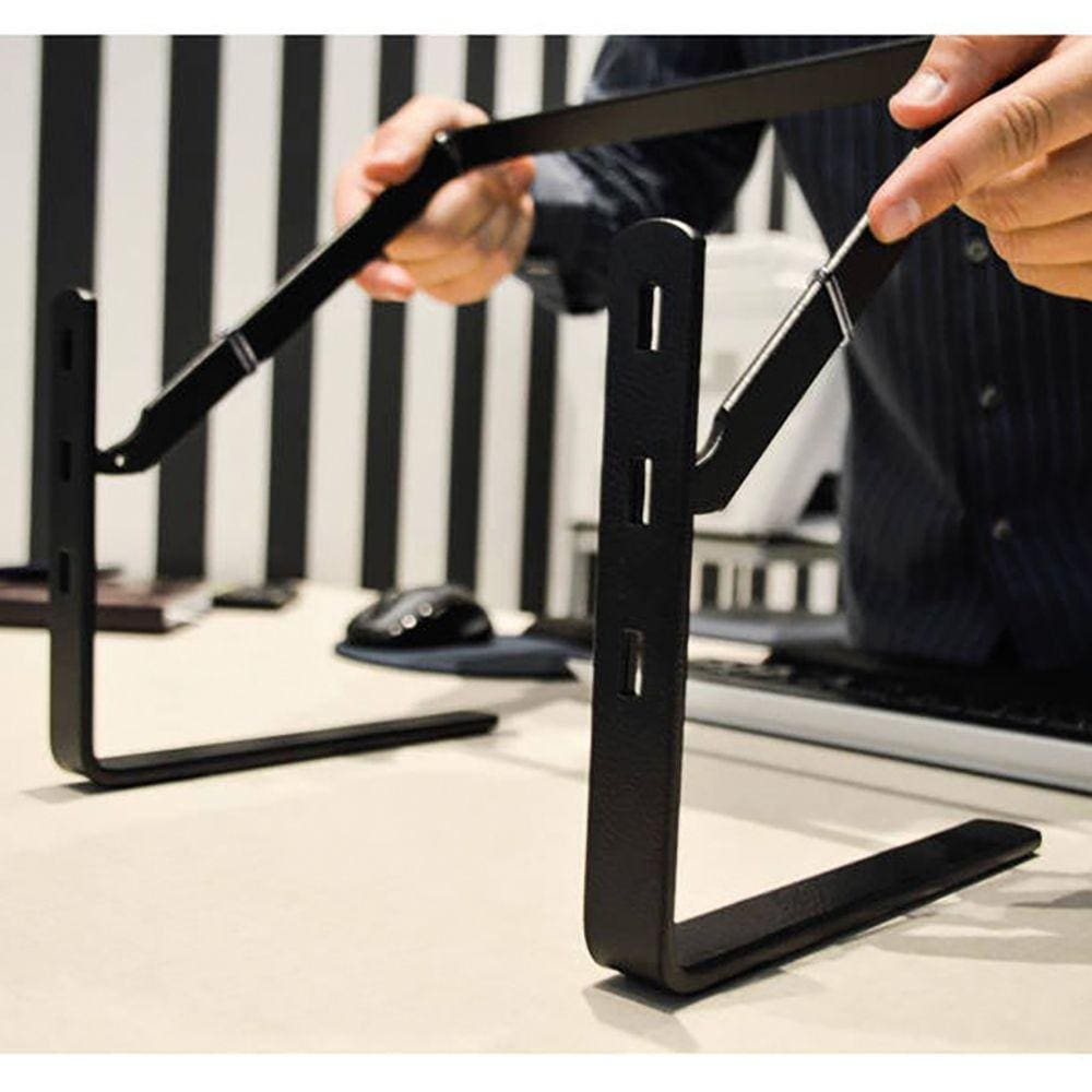 Suporte Monitor Office Reliza Preto Vidro Fume 250 X 330