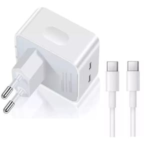 Carregador Turbo Duplo Usb-C Compatível Galaxy S20 21 22 40W