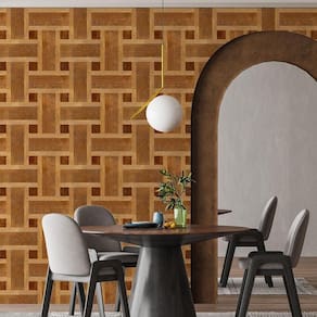 Kit 9 Rolos Papel De Parede Adesivo Madeira Mosaico 3,0M