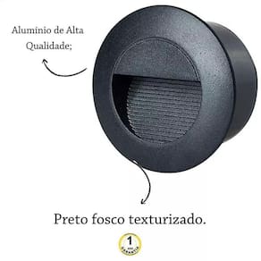 Kit 4 Balizador Parede Embutir Redondo Preto Led Sala Lup74