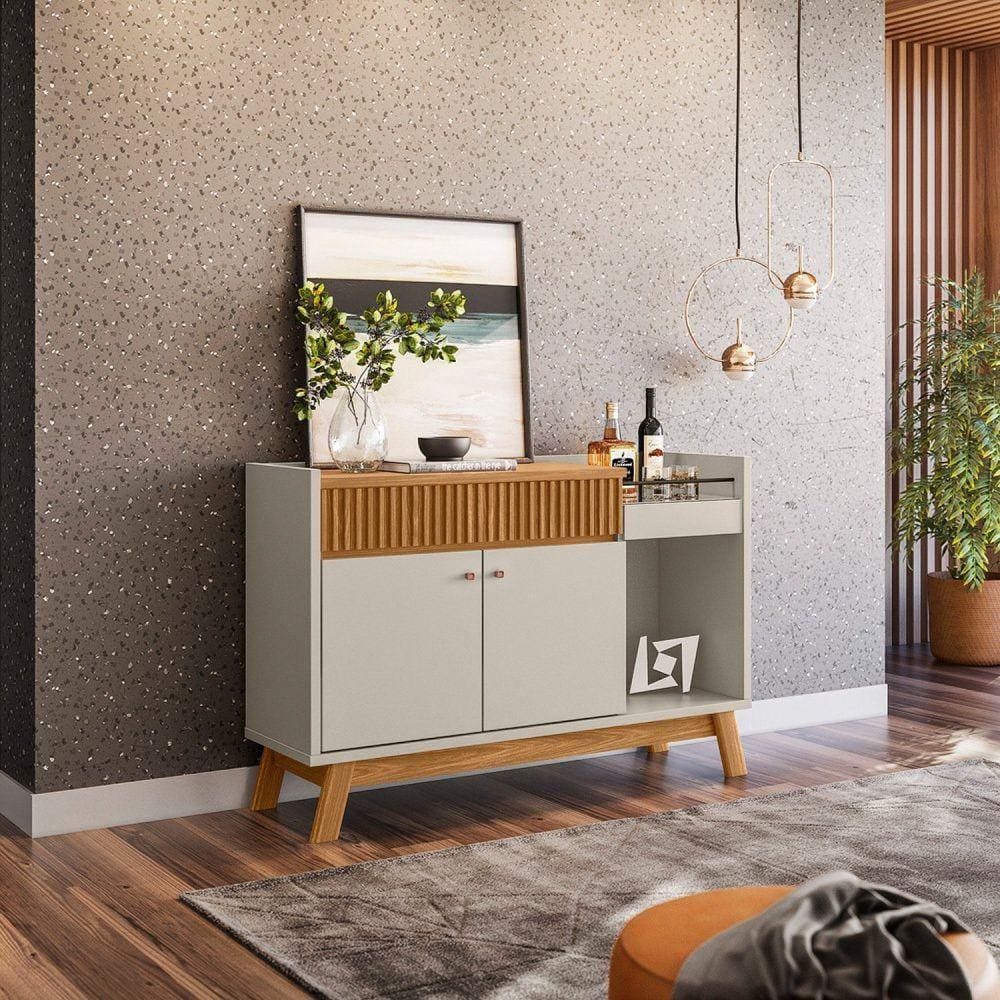Buffet 2 Portas 1 Gaveta 1 Nicho 133cm Lucca Linea Brasil Marrom/Off White