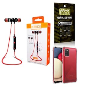 Kit Capa Samsung A03 S + Fone Esportivo E Película De Vidro