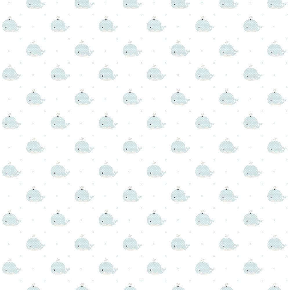 Papel Parede Lullaby Baleia Verde Claro 2232 Rolo: 10M X