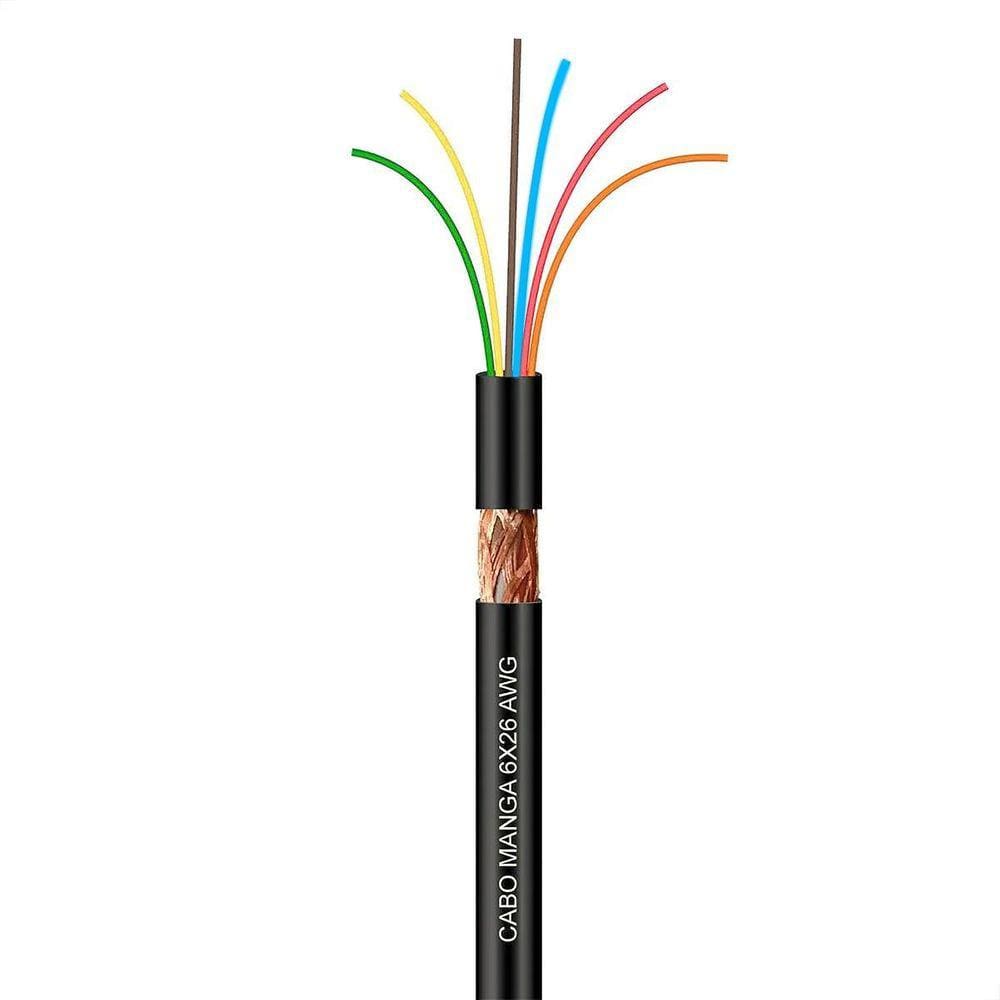 Cabo Manga 6X26 Awg - Com Blindagem Preto - 100 Metros