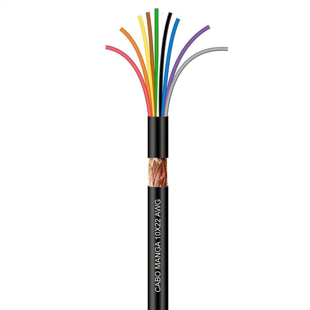 Cabo Manga 10X22 Awg - Com Blindagem Preto - 30 Metros