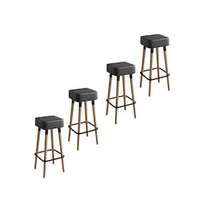 Kit 4 Banquetas Altas Estofadas Manila 70Cm Preto - Adz