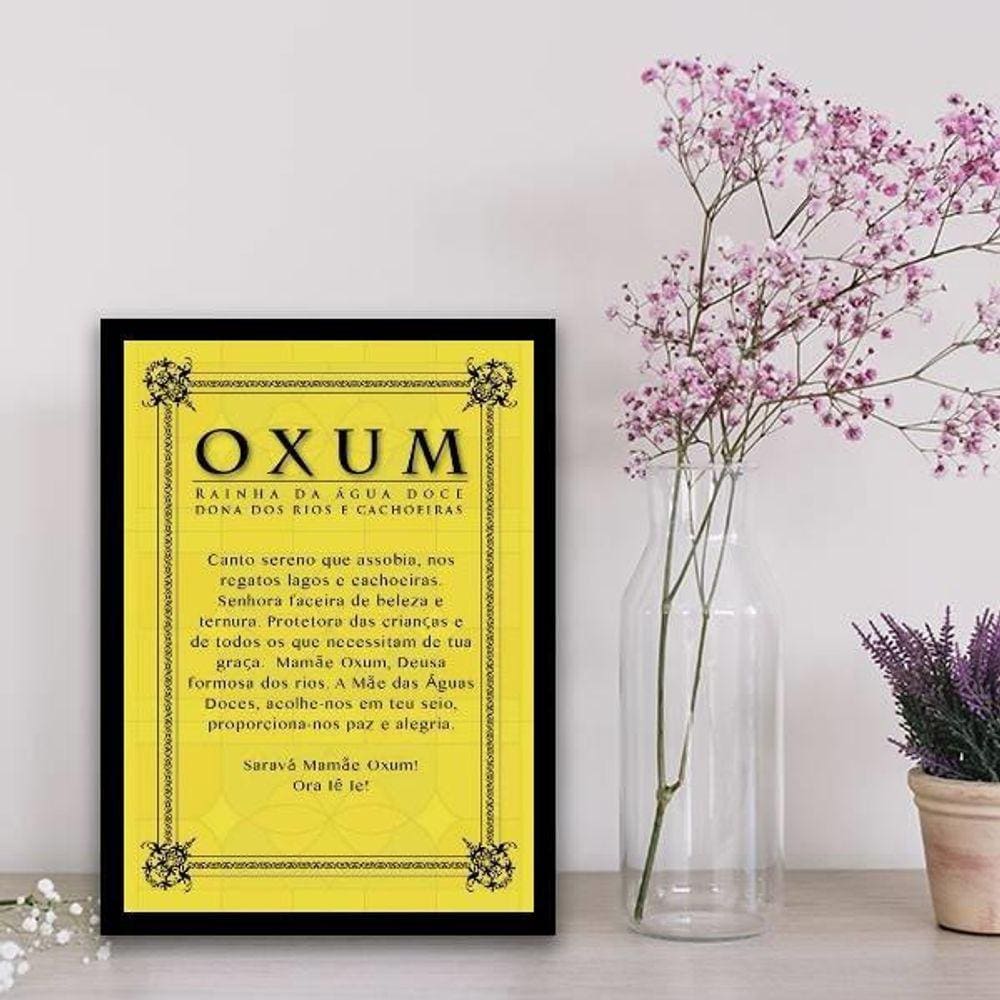 Quadro Decorativo Oração Oxum 45X34Cm Madeira Preta