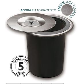 Lixeira De Embutir Em Inox Acetinado Com Balde Plastico De 5L