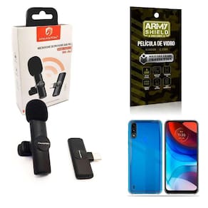 Microfone Sem Fio + Capinha Motorola E7 Power E Película 3D