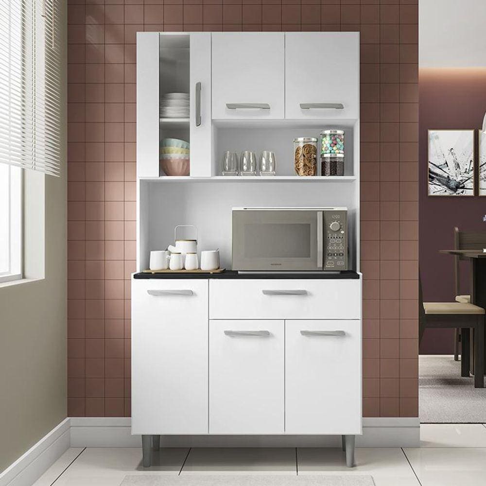 Armario Cozinha 6 Portas E 1 Gaveta Carol Branco Branco